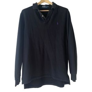 Ralph Lauren Black Purple Pony Pullover Fleece Sweatshirt Polo Sweater Men's XL